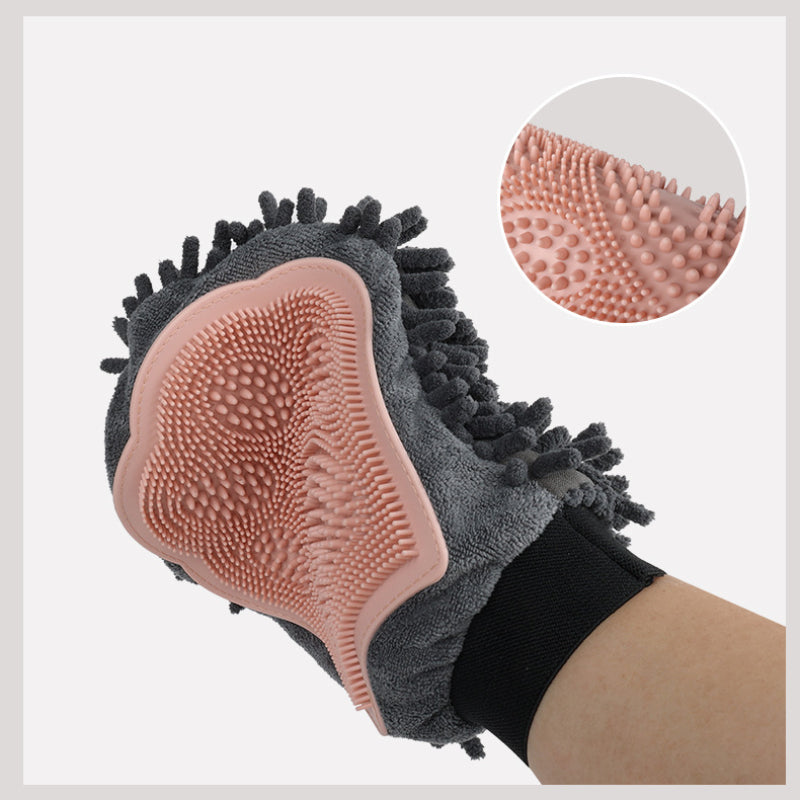 PetFolk Grooming Glove — Silicone Deshedding & Tick Check Mitt for Dogs & Cats